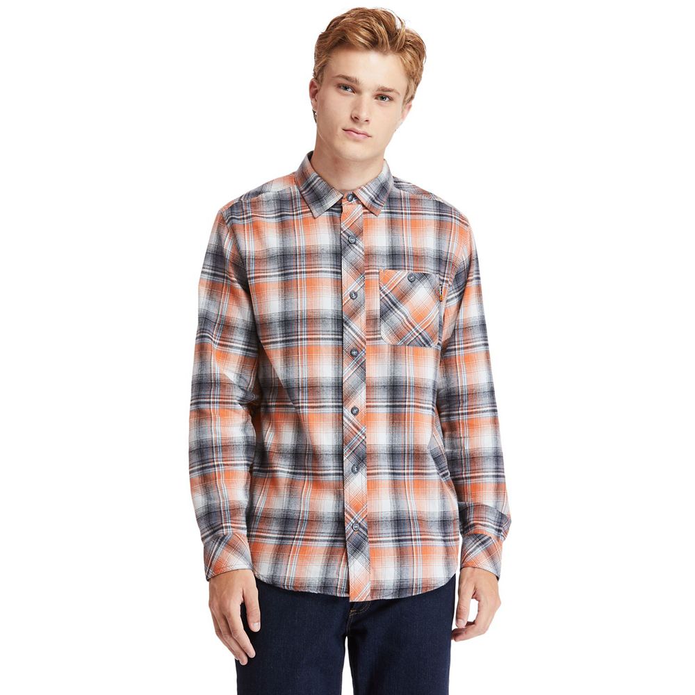 Timberland Mens Shirts PRO® Woodfort Midweight Flannel Work - Orange - India RY0316459